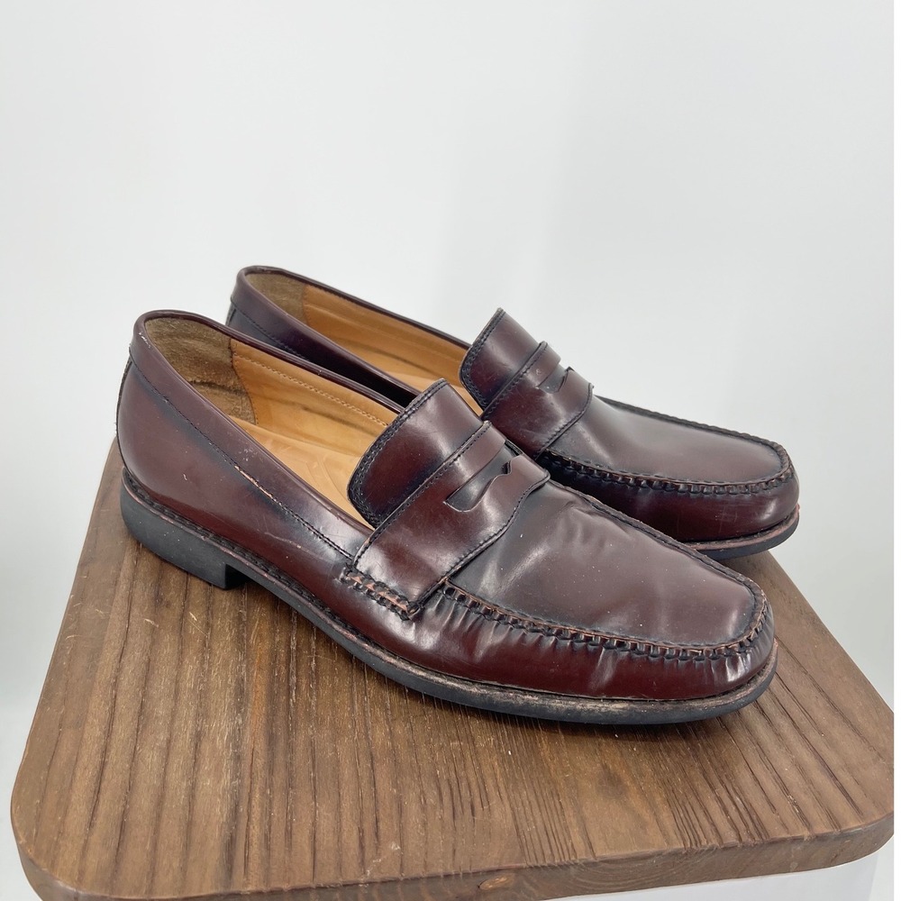 Johnston & Murphy Burgundy Leather Penny Loafers Dress Shoes 9M
